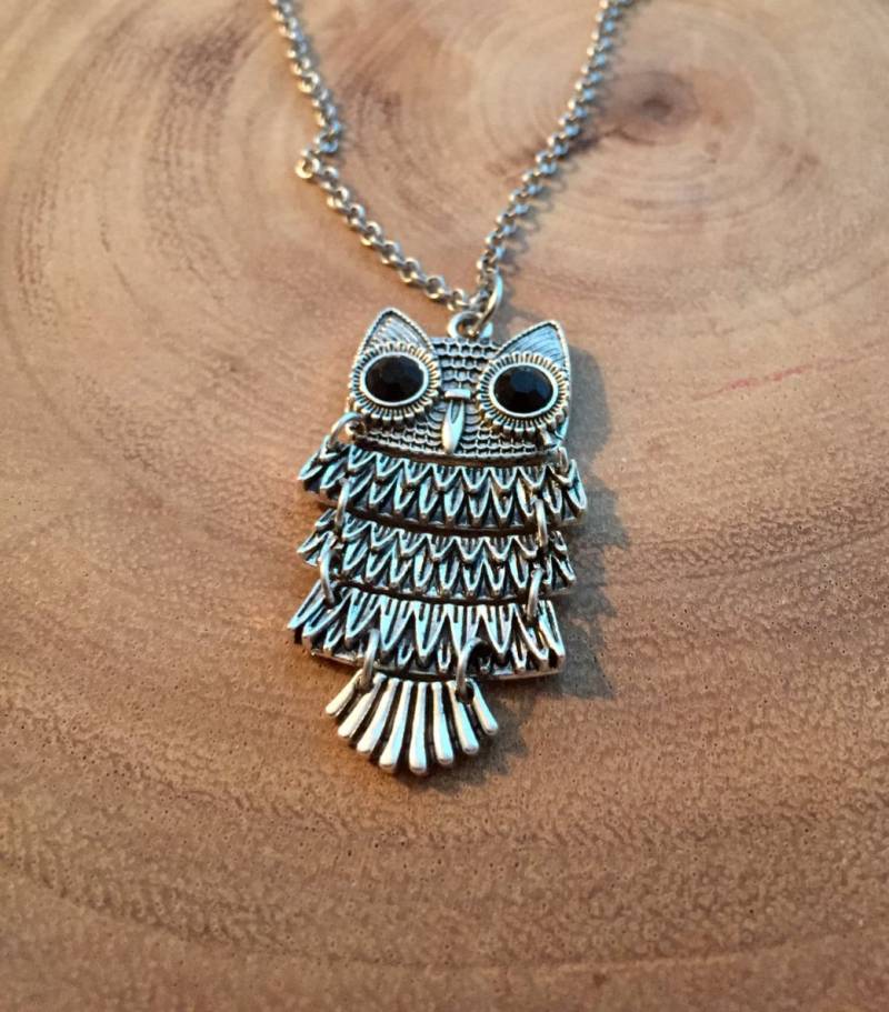 Eule Halskette, Charm, Geschenk Für Ihn, Sie, Boho Vogel Tier Schmuck von BadassjewelryToronto