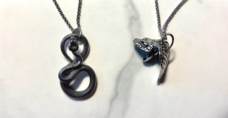 Kobra Kette, Schlangen Schmuck, Reptil Anhänger, Gothic Python Boa Schmuck Für Männer, Ouroboros von BadassjewelryToronto