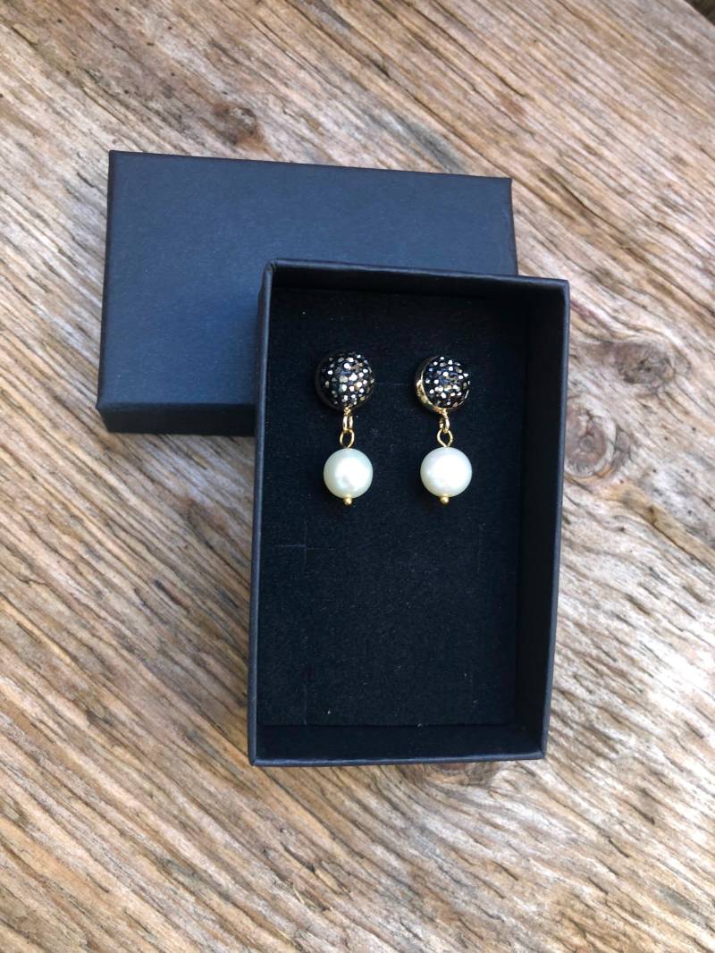 Perle Ohrstecker, Braut Ohrringe, Süßwasser Weiße Weihnachtsgeschenk, Hochzeitsschmuck, Kristallohrringe von BadassjewelryToronto