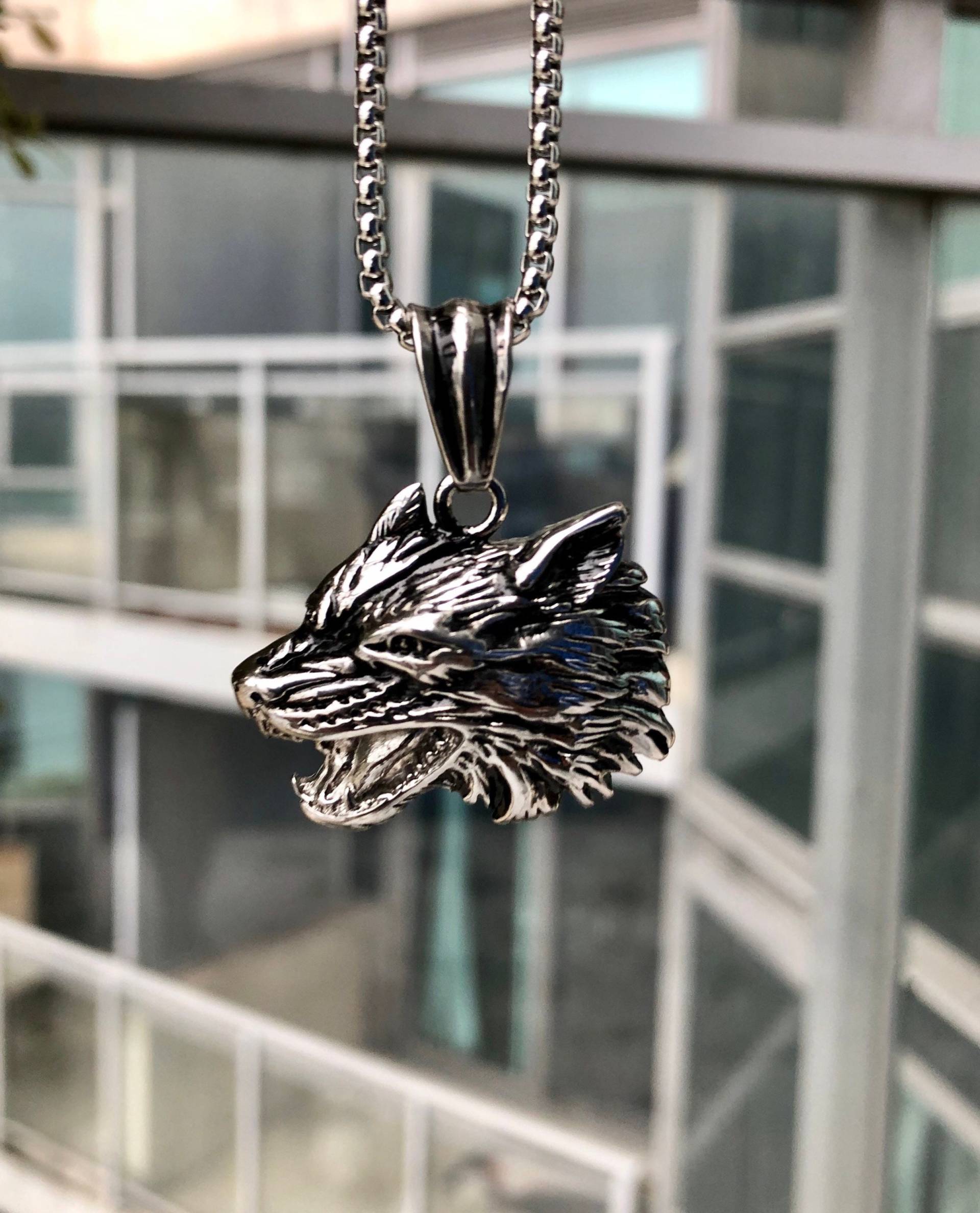 Wolf Halskette, Anhänger, Kopf Männer Tier Liebhaber Schmuck, Heult Wolf, Spirit Tier, Fenrir von BadassjewelryToronto