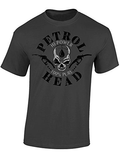 Auto Tuning T-Shirt für Herren: 100% Pure Petrolhead - Motorsport Shirt Männer - Mechaniker & Autoliebhaber Geschenke (Dark Grey XXL) von Baddery