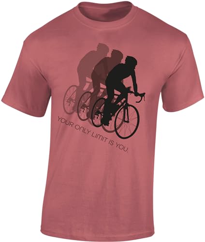 Baddery Fahrrad T-Shirt Herren : Your only Limit is You - Rennrad Shirt (Ancient Pink XXL) von Baddery