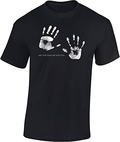 (A) Kletter Tshirt : May The Chalk be with You - T-Shirt Kletter Zubehör - Outdoor Ausrüstung - Bouldern Geschenk (Schwarz XXL) von Baddery