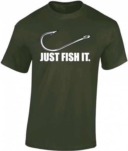 Angel T-Shirt Herren : Fish it - Angler Shirt Männer - Angelkleidung Zubehör Geschenke (Army L) von Baddery