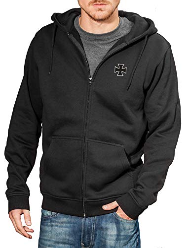 Baddery Motorrad Hoodie Herren : Biker Pray mit Stickerei Eisernes Kreuz - Sweatjacke Männer Kapuzenjacke - Geschenk Motorradfahrer - Motorradjacke (4XL) von Baddery