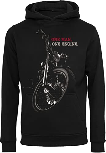 Baddery Biker Hoodie Herren - Chopper : One Man One Engine - Pullover Männer - Geschenk Motorradfahrer - Motorrad Bekleidung Set Zubehör (L) von Baddery