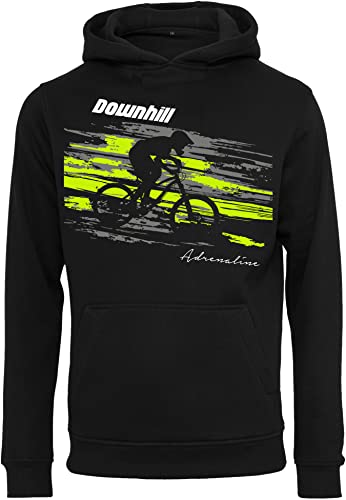 Baddery Fahrrad Pullover Herren : Downhill Adrenaline - Sport Pullover Herren - Mountainbike Hoodie Kapuzenpullover (L) von Baddery