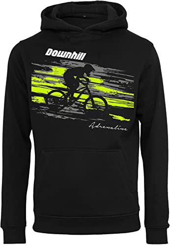 Baddery Fahrrad Pullover Herren : Downhill Adrenaline - Sport Pullover Herren - Mountainbike Hoodie Kapuzenpullover (M) von Baddery