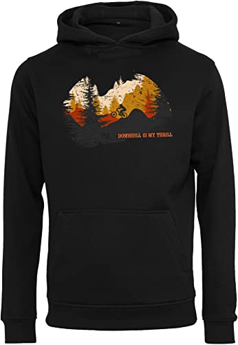 Baddery Fahrrad Pullover Herren : Downhill is My Thrill - Sport Pullover Herren - Mountainbike Hoodie Kapuzenpullover (M) von Baddery