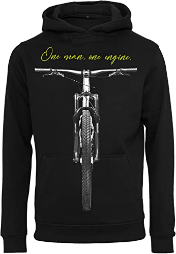 Baddery Fahrrad Pullover Herren : One Man One Engine - Sport Pullover Herren - Mountainbike Hoodie Kapuzenpullover (L) von Baddery