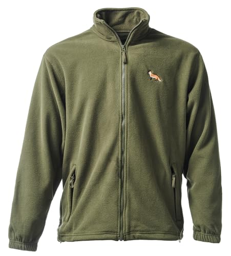 Baddery Fleecejacke Herren - Fuchs - Jägerjacke - Jagdjacke Männer - Geschenk für Jäger - Kleidung Jagd Zubehör (Fleecejacke Army XXL) von Baddery