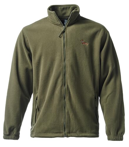 Baddery Gassi Fleece Jacke Herren & Damen : Dackel - Fleecejacke - Geschenk für Hundebesitzer, Hundeliebhaber & Jäger (Fleecejacke Army M) von Baddery