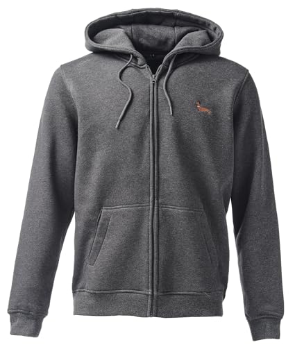 Baddery Gassi Jacke Herren & Damen : Dackel - Zip Hoodie - Geschenk für Hundebesitzer, Hundeliebhaber & Jäger - Hund & Jagd Zubehör Kleidung (BY012 Zip-Hoodie Charcoal L) von Baddery