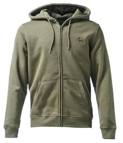 Baddery Gassi Jacke Herren & Damen : Dackel - Zip Hoodie - Geschenk für Hundebesitzer, Hundeliebhaber & Jäger (BY012 Zip-Hoodie Oliv M) von Baddery
