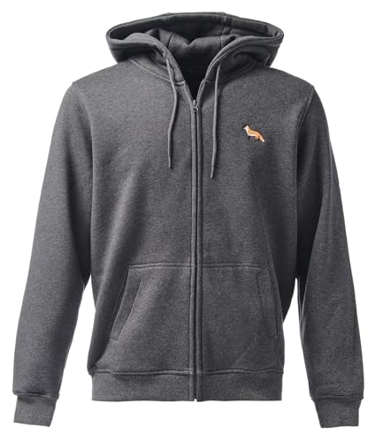 Baddery Jacke für Herren & Damen - Fuchs - Streetwear Zip-Hoodie - Sportjacke Männer - Outdoor Wander Kleidung (BY012 Zip-Hoodie Charcoal S) von Baddery