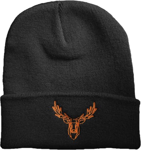 Baddery Mütze: Polygon Hirsch - Jäger Geschenke für Männer & Frauen - Outdoor Strickmütze - Beanie Herren (One Size - Schwarz) von Baddery