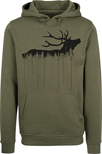 Baddery Jäger Pullover Herren - Waldhirsch - Geschenk für Jäger - Jagd Pullover Männer - Jäger Kleidung Jagd Zubehör (Olive S) von Baddery