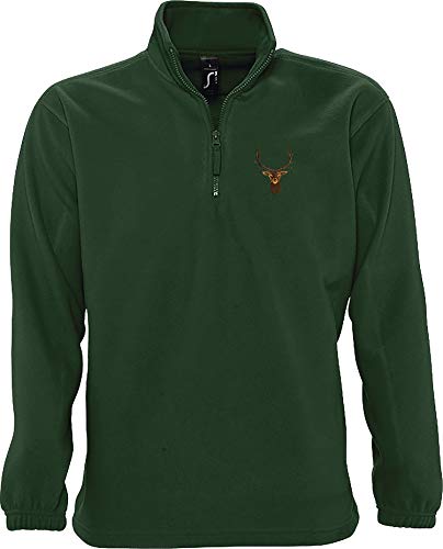 Baddery Jäger Fleece Pullover: Hirsch - Jägerbekleidung - Jagd-Kleidung - Wald Förster Pulli Sweatshirt Outdoor Pirsch Jagdausrüstung (XXL) von Baddery