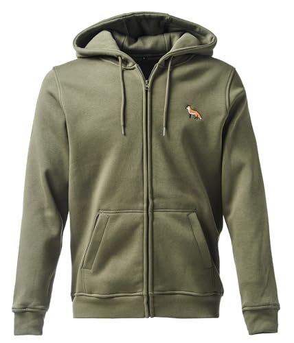 Baddery Jägerjacke Herren - Fuchs - Geschenk für Jäger - Jagdjacke Männer - Jäger Kleidung Jagd Zubehör (BY012 Zip-Hoodie Oliv 3XL) von Baddery