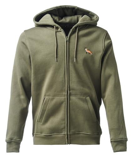 Baddery Jägerjacke Herren - Fuchs - Jagdjacke Männer - Geschenk für Jäger - Kleidung Jagd Zubehör (BY012 Zip-Hoodie Oliv 5XL) von Baddery