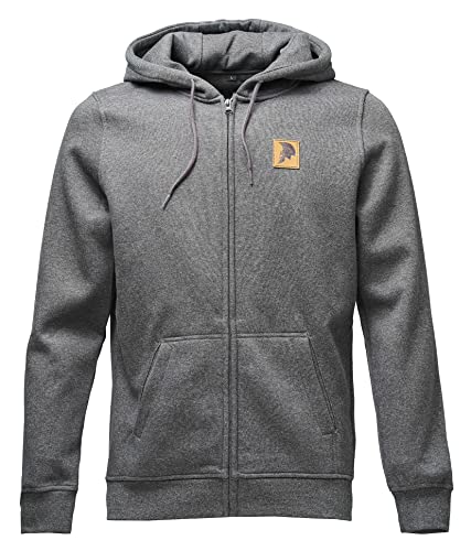 Baddery Kapuzenjacke Herren - Sparta Helm (Leder Patch) - Gym Zip Hoodie - Sparta Sweatjacke Herren - Fitness Kleidung (BY012 Charcoal L) von Baddery