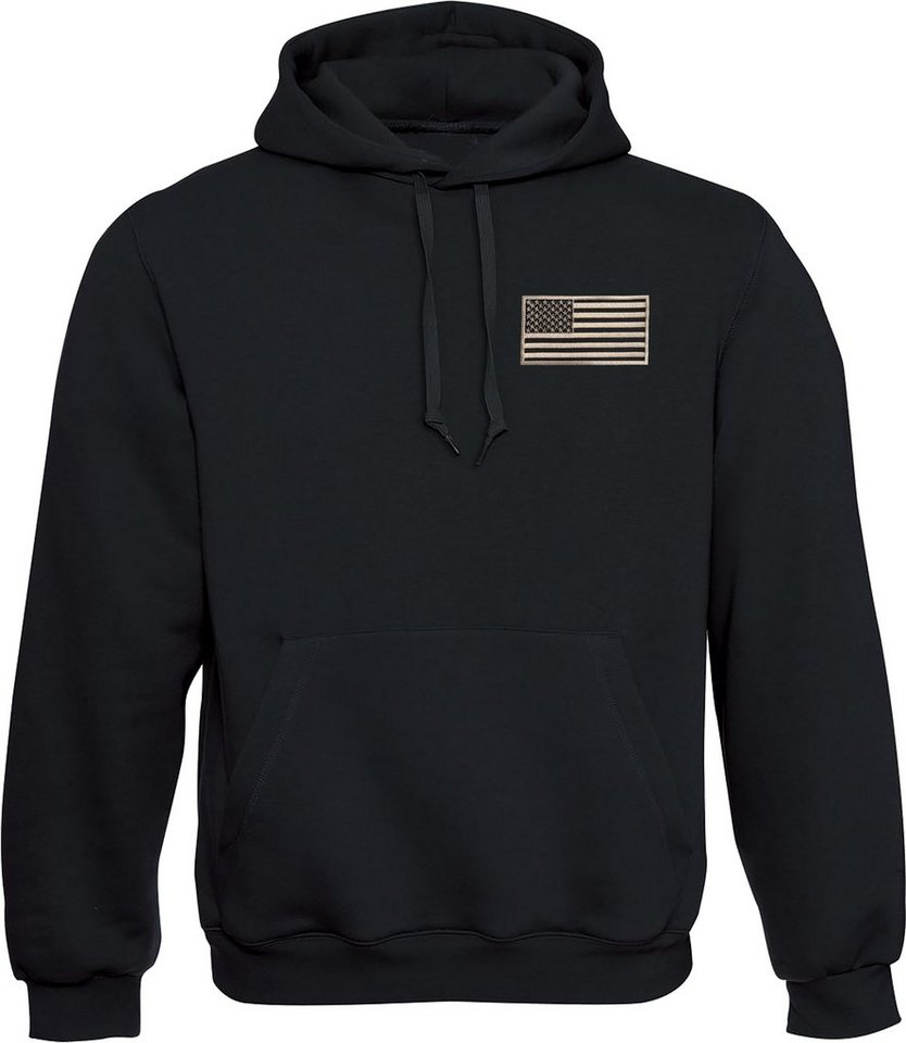 Baddery Kapuzenpullover Hoodie : USA-Flagge mit Stick-Patch, hochwertiger Siebdruck, auch Übergrößen von Baddery