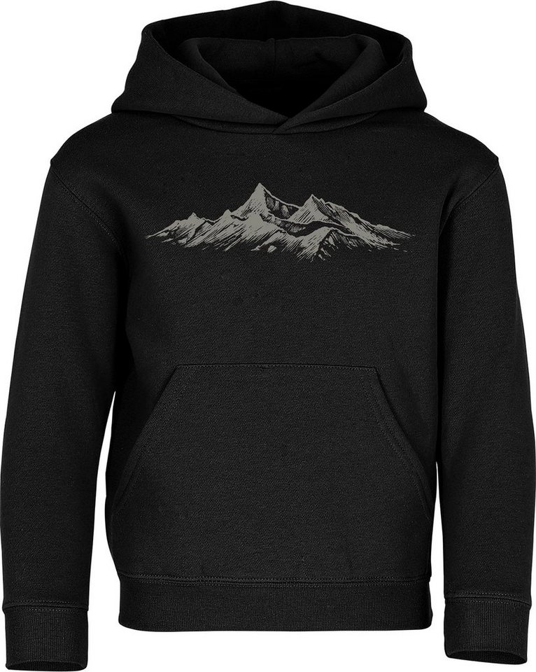 Baddery Kapuzenpullover Kinder Hoodie: "Alpengipfel" - Klettern Wandern Outdoor, hochwertiger Siebdruck von Baddery