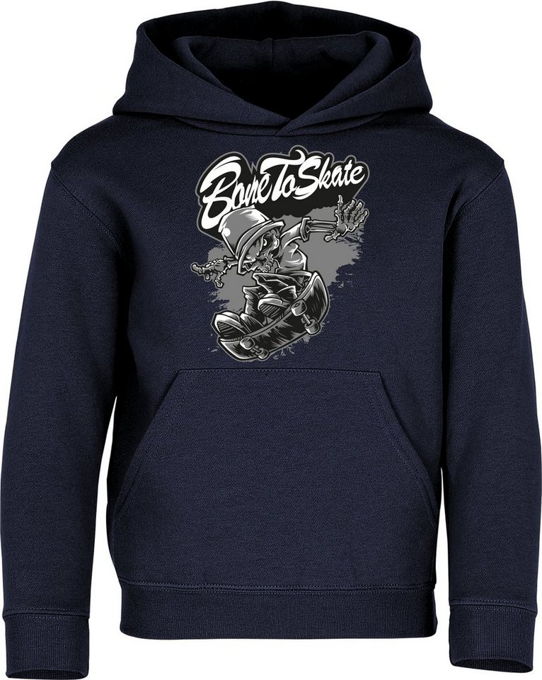 Baddery Kapuzenpullover Kinder Hoodie : Born to Skate? Bone to Skate! - Skateboard Skaten, hochwertiger Siebdruck von Baddery