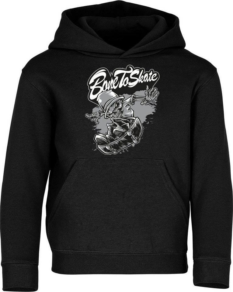 Baddery Kapuzenpullover Kinder Hoodie : Born to Skate? Bone to Skate! - Skateboard Skaten, hochwertiger Siebdruck von Baddery