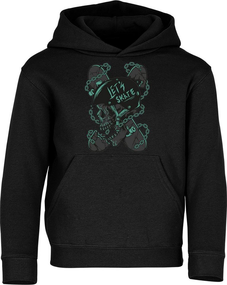 Baddery Kapuzenpullover Kinder Hoodie: "Let's Skate" - Pulli Skateboard Skaten, hochwertiger Siebdruck von Baddery