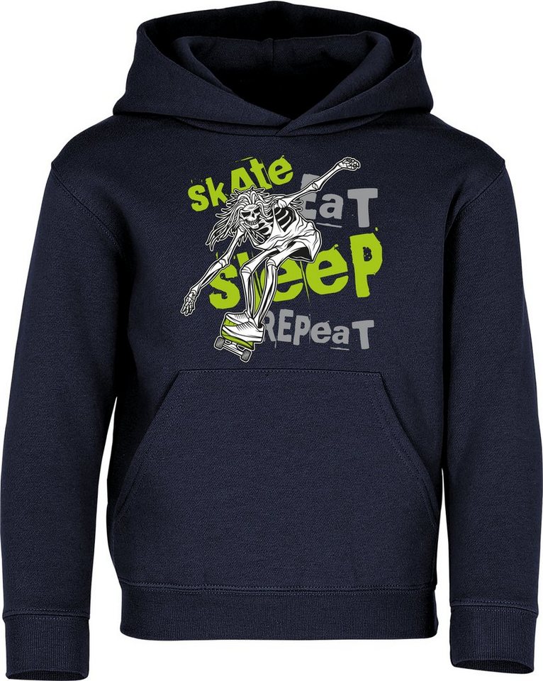 Baddery Kapuzenpullover Kinder Hoodie : Skate Eat Sleep Repeat - Pulli Skateboard Skaten, hochwertiger Siebdruck von Baddery