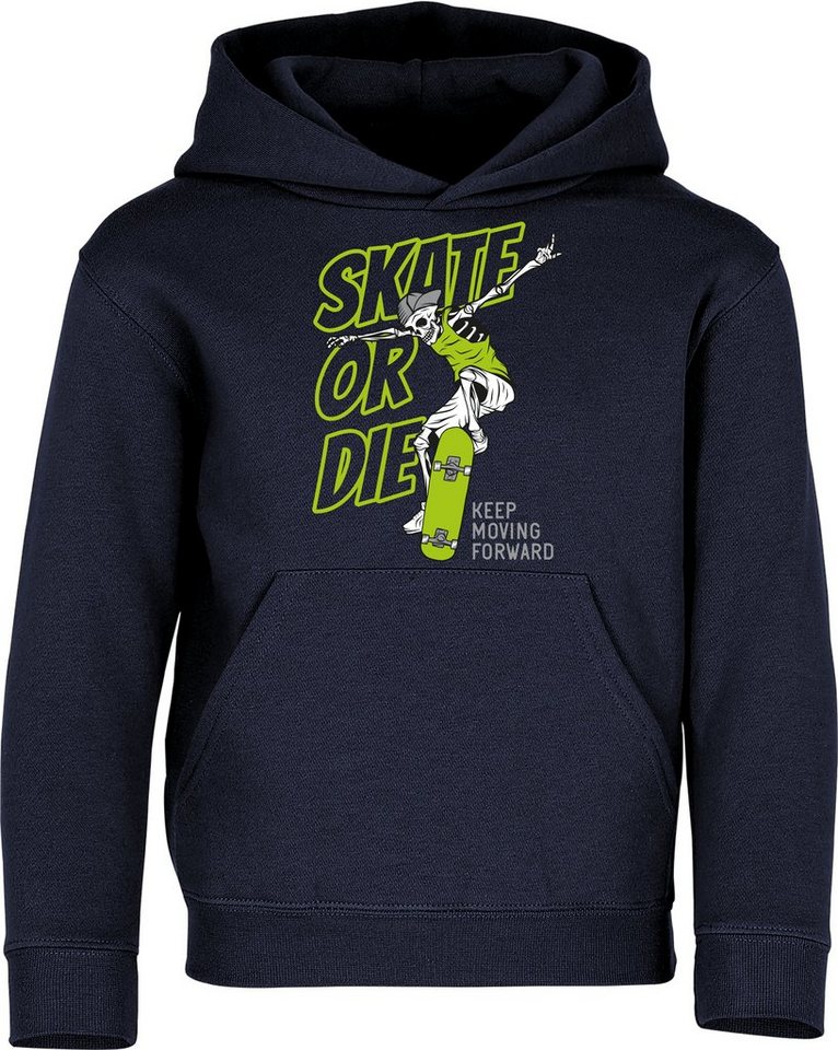 Baddery Kapuzenpullover Kinder Hoodie : Skate or Die - Pulli Skateboard Skaten, hochwertiger Siebdruck von Baddery