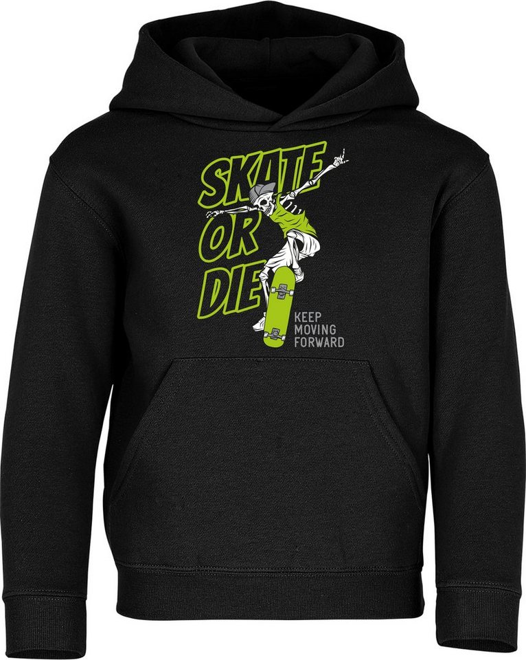 Baddery Kapuzenpullover Kinder Hoodie: "Skate or Die" - Pulli Skateboard Skaten, hochwertiger Siebdruck von Baddery