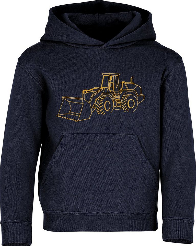 Baddery Kapuzenpullover Kinder Hoodie - Radlader - Bagger Workwear Baustelle, hochwertiger Siebdruck von Baddery