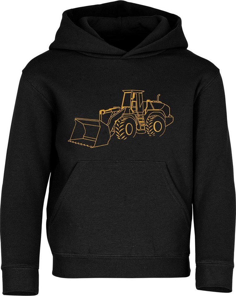 Baddery Kapuzenpullover Kinder Hoodie: "Radlader" - Bagger Baustelle, hochwertiger Siebdruck von Baddery