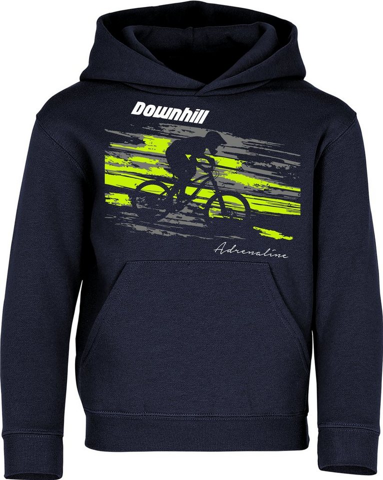 Baddery Kapuzenpullover Kinder Hoodie: Downhill Adrenaline - Fahrrad, hochwertiger Siebdruck von Baddery