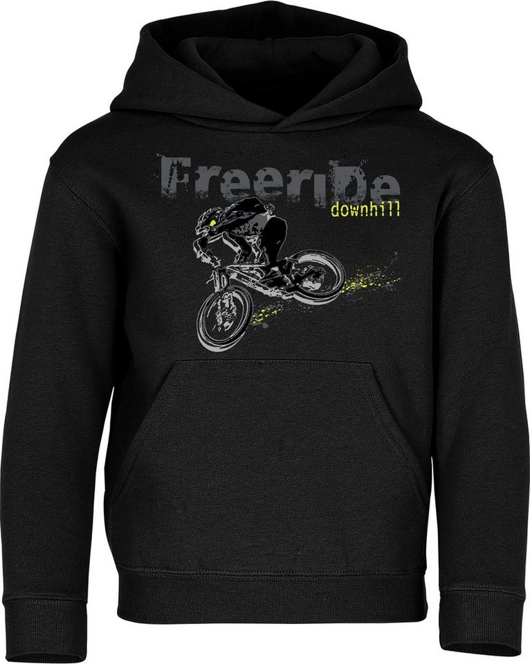 Baddery Kapuzenpullover Kinder Hoodie: Freeride Downhill - Fahrrad, hochwertiger Siebdruck von Baddery