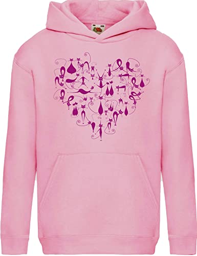 Baddery Katzen Pullover Mädchen - Katzenherz - Katze Geschenk - Kinder Hoodie Katze - Kapuzenpullover (128) von Baddery