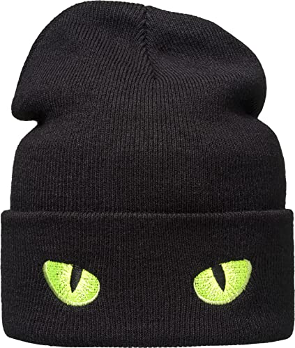 Baddery Kinder Mütze : Monsteraugen - Strickmütze Jungen & Mädchen - Beanie Kinder Winter Monster Grusel Kostüm (Schwarz) von Baddery