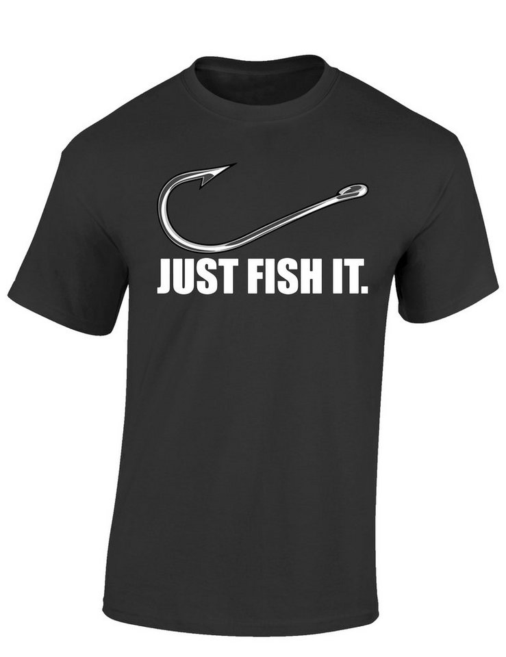 Baddery Print-Shirt Angel Tshirt : Fish it - Angler T-Shirt Männer - Angler Geschenke, hochwertiger Siebdruck, auch Übergrößen, aus Baumwolle von Baddery