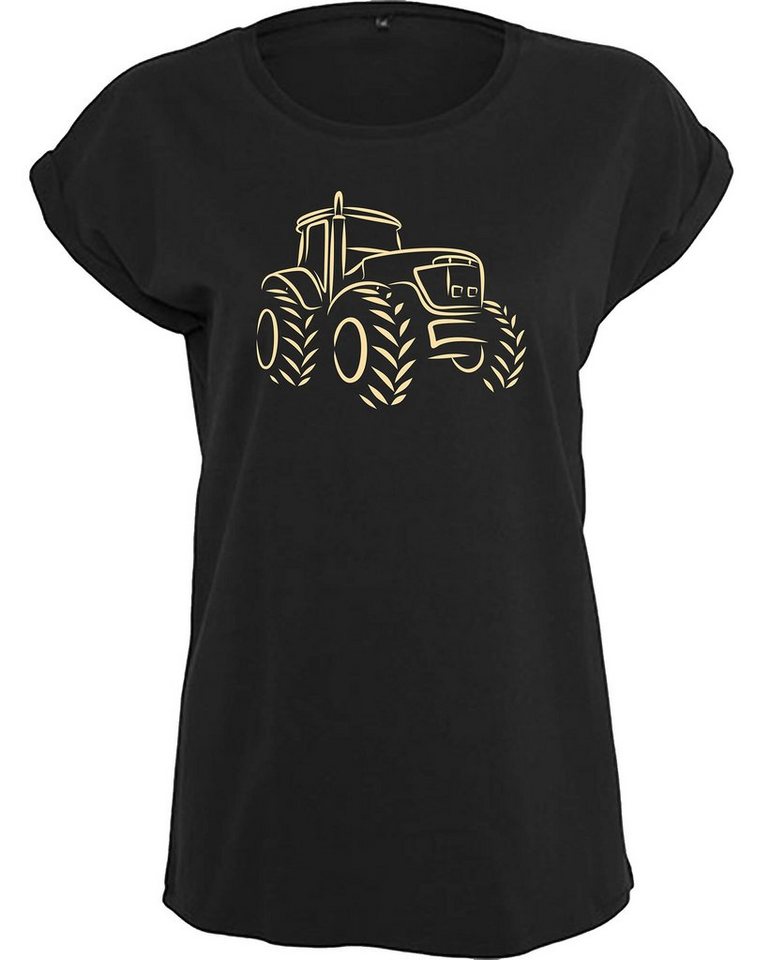 Baddery Print-Shirt Damen : Traktor - Geschenk für Traktorfahrerin - T-Shirt Trecker, hochwertiger Siebdruck, auch Übergrößen, aus Baumwolle von Baddery