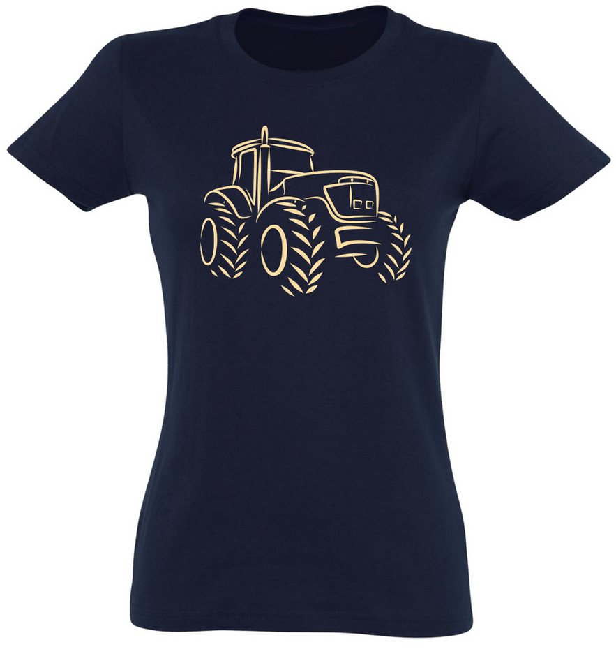 Baddery Print-Shirt Damen : Traktor - Geschenk für Traktorfahrerin - T-Shirt Trecker, hochwertiger Siebdruck, aus Baumwolle von Baddery