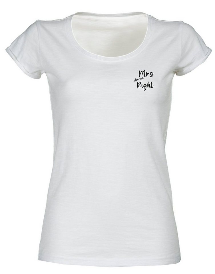 Baddery Print-Shirt Damen T-Shirt : Mrs. always Right - Funshirts für Frauen (Slim Fit), hochwertiger Siebdruck, aus Baumwolle von Baddery