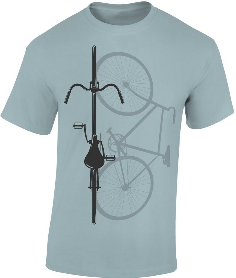 Baddery Print-Shirt Fahrrad T-Shirt : Bike Shadow - Sport Tshirts Herren - Rennrad Zubehör, hochwertiger Siebdruck, auch Übergrößen, aus Baumwolle von Baddery