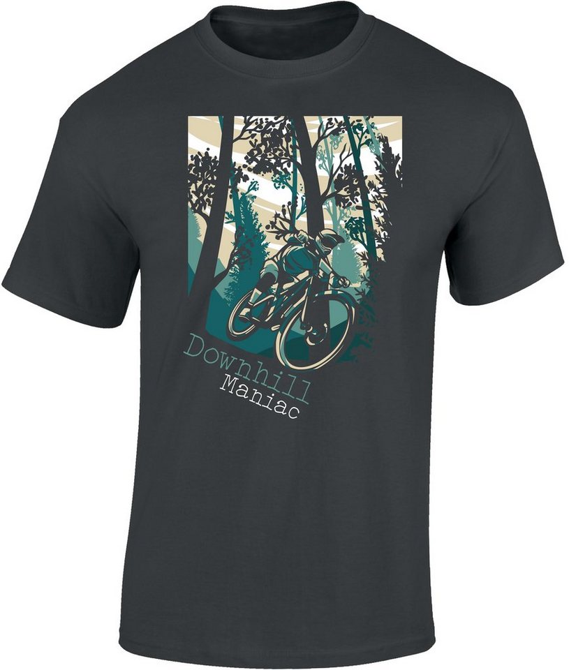 Baddery Print-Shirt Fahrrad T-Shirt : Downhill Maniac 2 - Sport Tshirts Herren, hochwertiger Siebdruck, auch Übergrößen, aus Baumwolle von Baddery