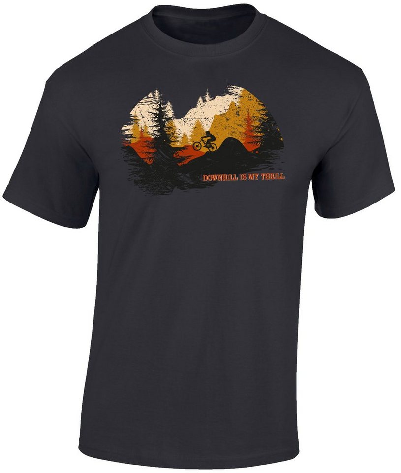 Baddery Print-Shirt Fahrrad T-Shirt : Downhill is my thrill - Sport Tshirts Herren, hochwertiger Siebdruck, auch Übergrößen, aus Baumwolle von Baddery