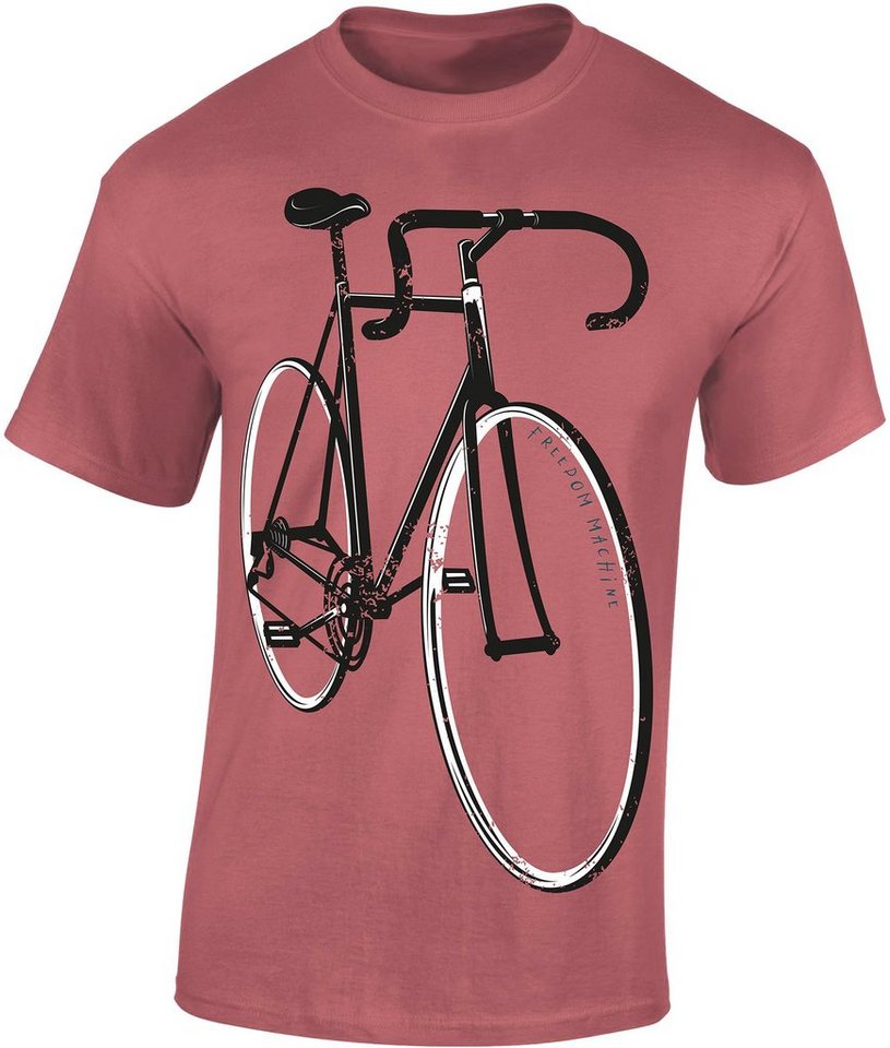 Baddery Print-Shirt Fahrrad T-Shirt : Freedom Machine - Sport Tshirts Herren, hochwertiger Siebdruck, aus Baumwolle von Baddery
