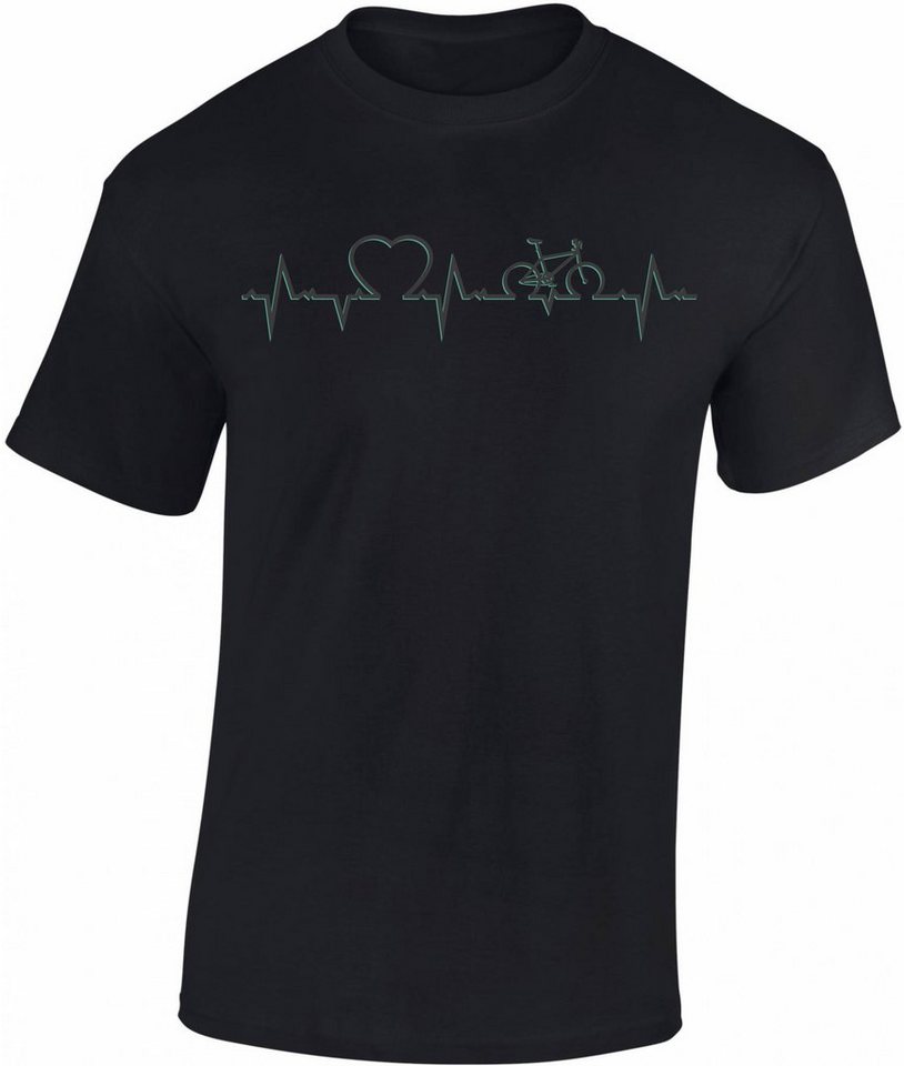 Baddery Print-Shirt Fahrrad T-Shirt : Heartbeat Bike - Sport Tshirts Herren, hochwertiger Siebdruck, auch Übergrößen, aus Baumwolle von Baddery