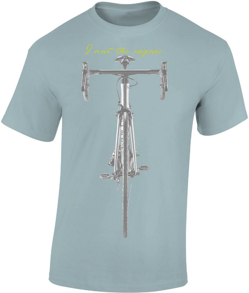 Baddery Print-Shirt Fahrrad T-Shirt : I am the engine - Sport Tshirts Herren, hochwertiger Siebdruck, auch Übergrößen, aus Baumwolle von Baddery