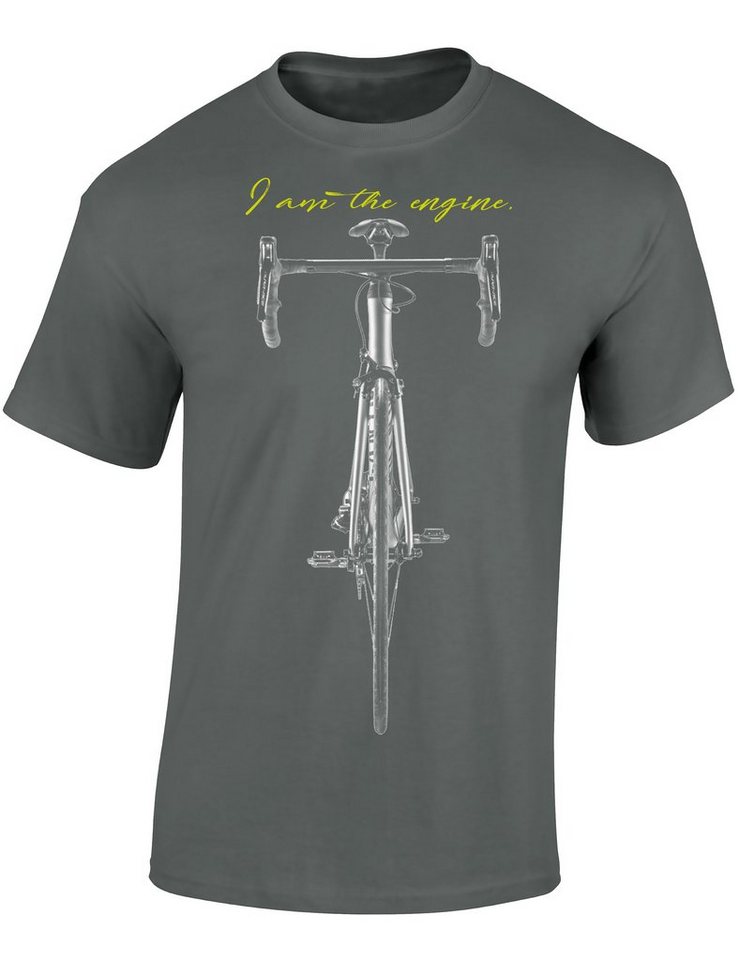 Baddery Print-Shirt Fahrrad T-Shirt : I am the engine - Sport Tshirts Herren, hochwertiger Siebdruck, auch Übergrößen, aus Baumwolle von Baddery